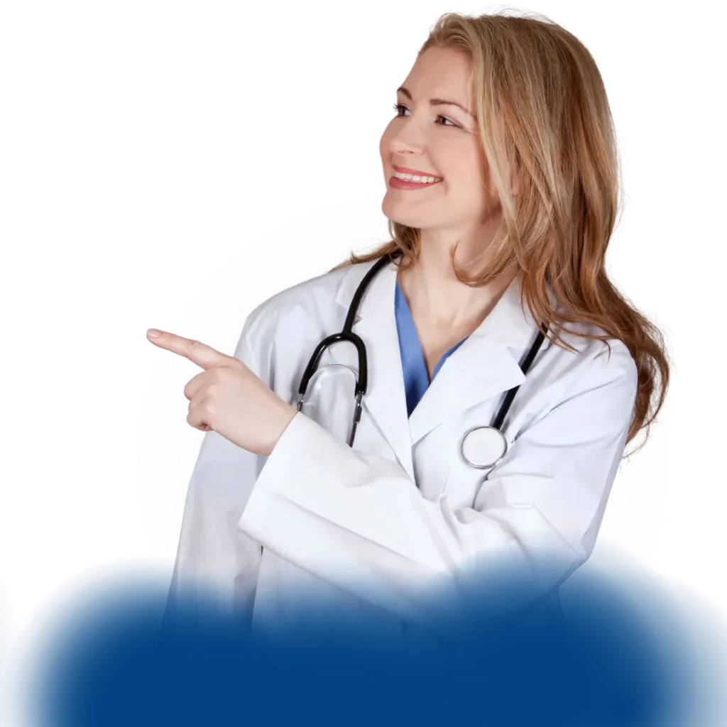 Médica representando a rede credenciada Porto Seguro Saúde com hospitais e atendimento médico especializado