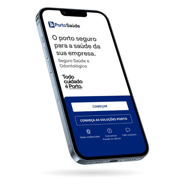 Aplicativo Porto Saúde exibido em smartphone para acesso a serviços digitais do plano de saúde